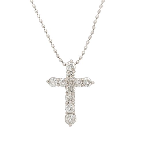 Platinum Diamond Cross Pendant Necklace