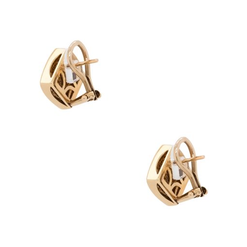 14k Yellow Gold Pave Diamond Square Stud Earrings