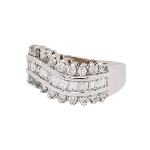 14k White Gold 1.30ctw Channel Set Diamond Wave Ring