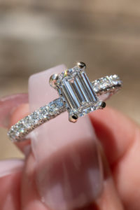 square-cut diamond ring