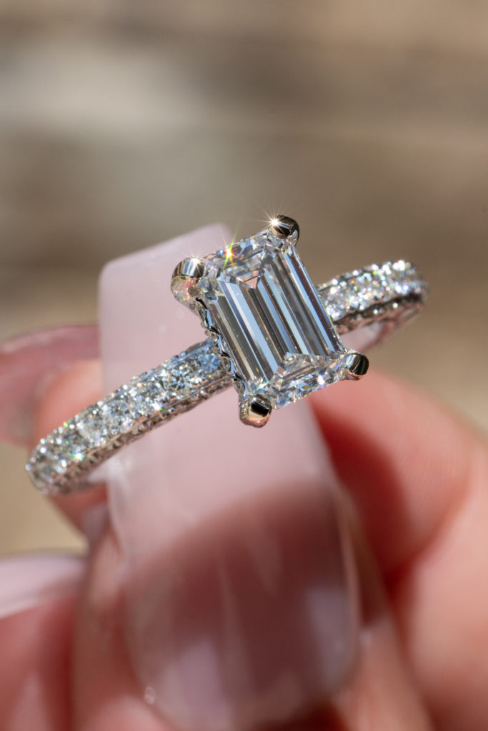 square-cut diamond ring