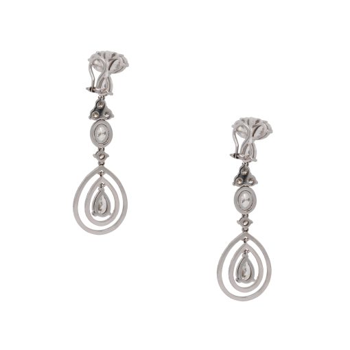 18k White Gold 12.68ctw Multi Shape Diamond Dangle Drop Earrings