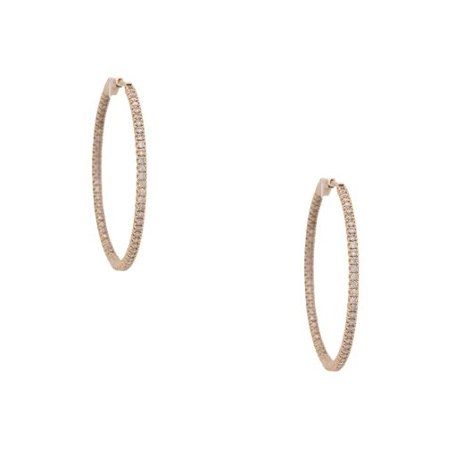 14k Yellow Gold 2ctw Diamond Pave Inside Out Hoop Earrings