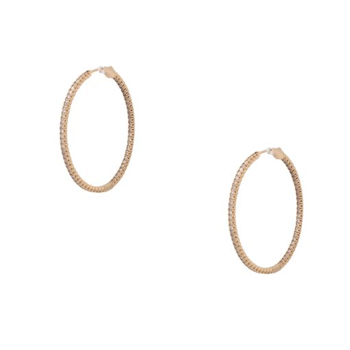 14k Yellow Gold 2ctw Diamond Pave Inside Out Hoop Earrings