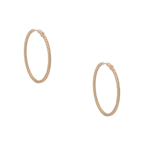 14k Yellow Gold 2ctw Diamond Pave Inside Out Hoop Earrings