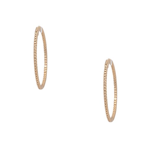 14k Yellow Gold 2ctw Diamond Pave Inside Out Hoop Earrings