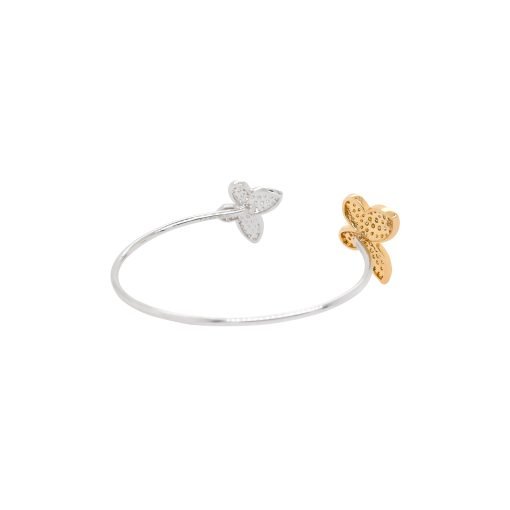 18k White Gold Diamond Double Butterfly Thin Bangle