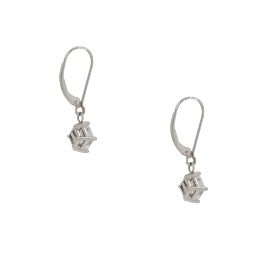 18k White Gold 2.02ctw GIA Princess Cut Diamond Dangle Earrings