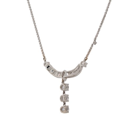 18k White Gold Multi Shape Diamond Dangle Necklace