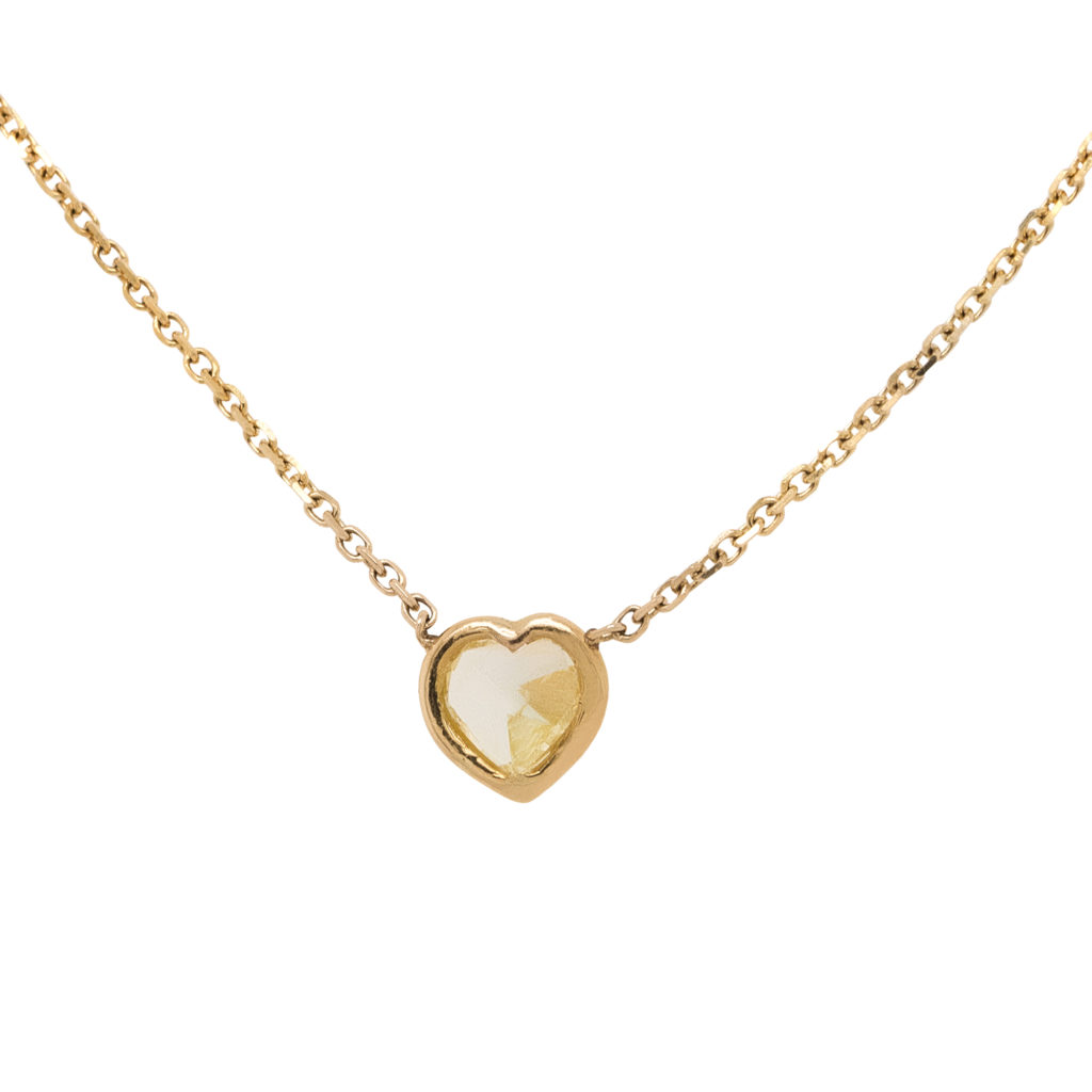 18k Yellow Gold Diamond Heart Pendant with Chain