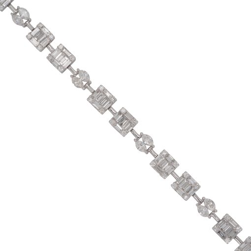 18k White Gold 4.2ctw 7" Station Illusion Bracelet