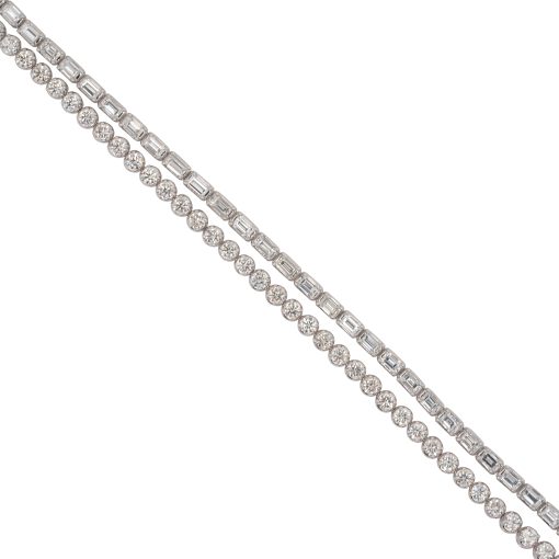 18k White Gold Two Strand 7" Tennis Bracelet