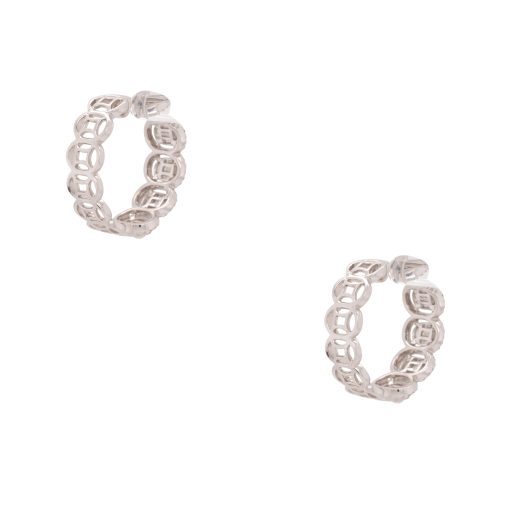 18k White Gold 2.05ctw Round & Baguette Diamond Illusion Hoop Earrings