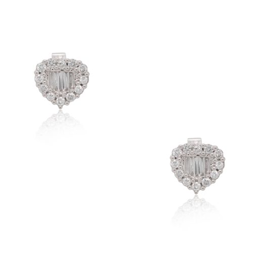 18k White Gold 0.64ctw Diamond Heart Shape Stud Earrings