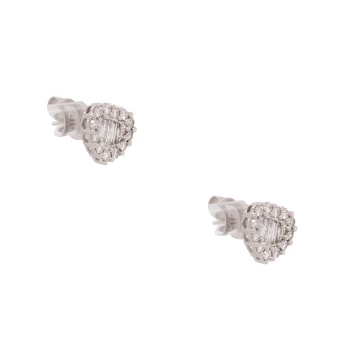 18k White Gold 0.64ctw Diamond Heart Shape Stud Earrings