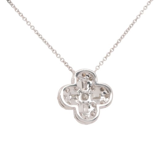 18k White Gold 1.99ctw Diamond Clover Necklace