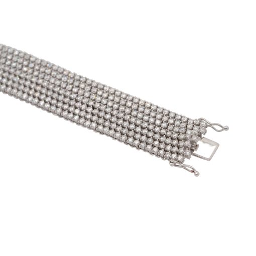 18k White Gold 13ctw Diamond Pave Mesh Bracelet