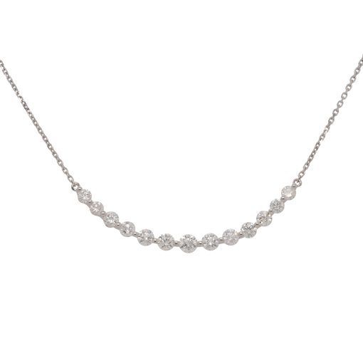 18k White Gold 1.71ctw Graduating Diamond Curved Necklace