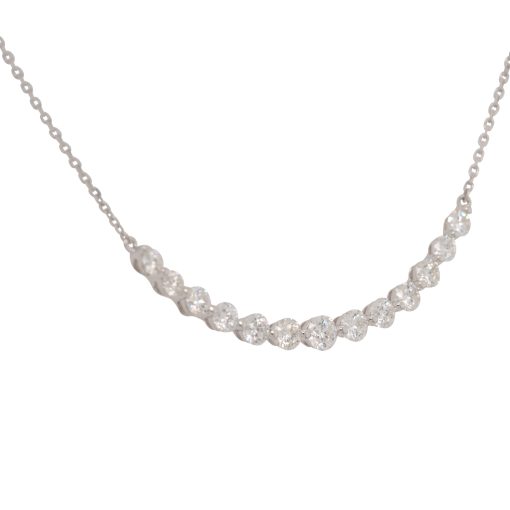 18k White Gold 1.71ctw Graduating Diamond Curved Necklace