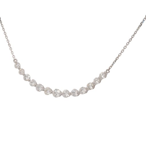 18k White Gold 1.71ctw Graduating Diamond Curved Necklace