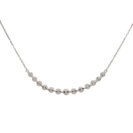 18k White Gold 1.71ctw Graduating Diamond Curved Necklace