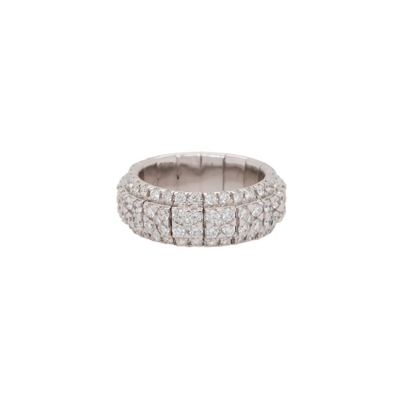 18k White Gold 2.87ctw Diamond Pave Stretchable Wide Ring