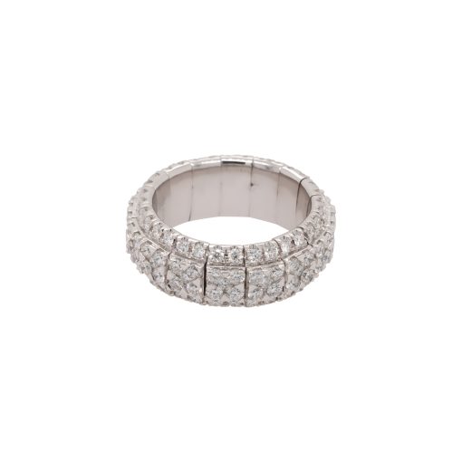 18k White Gold 2.87ctw Diamond Pave Stretchable Wide Ring