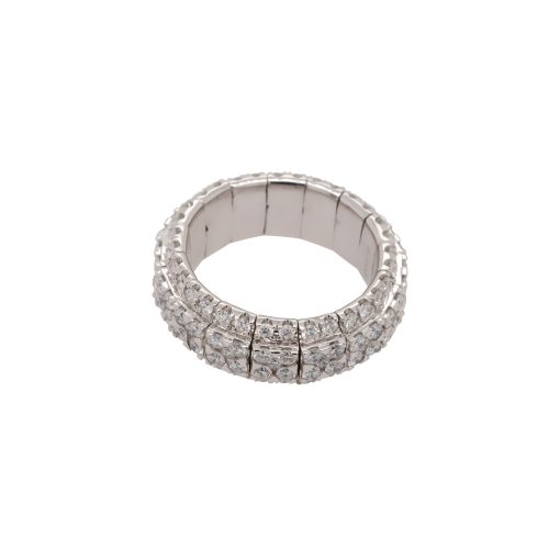 18k White Gold 2.87ctw Diamond Pave Stretchable Wide Ring