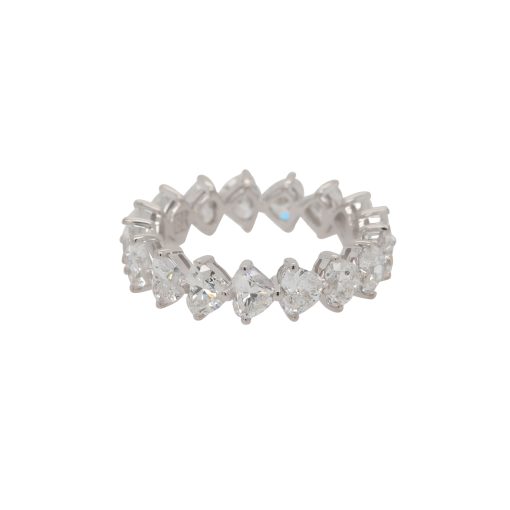 18k White Gold 4.12ctw Natural Trillion Cut Diamond Eternity Band