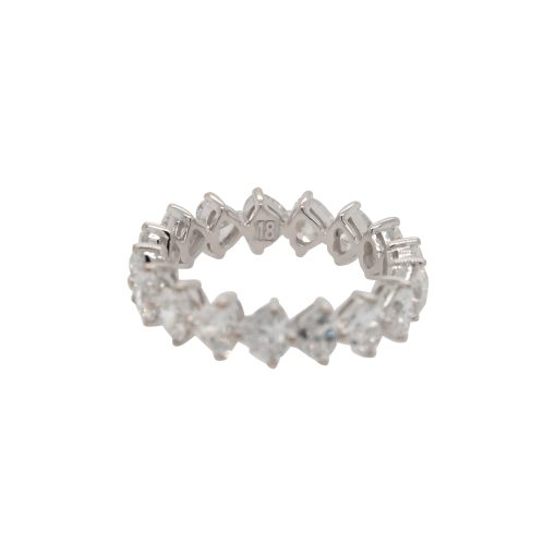 18k White Gold 4.12ctw Natural Trillion Cut Diamond Eternity Band