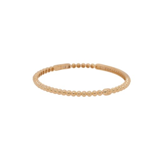 18k Yellow Gold 1.06ctw Diamond Pave Beaded Bangle Bracelet