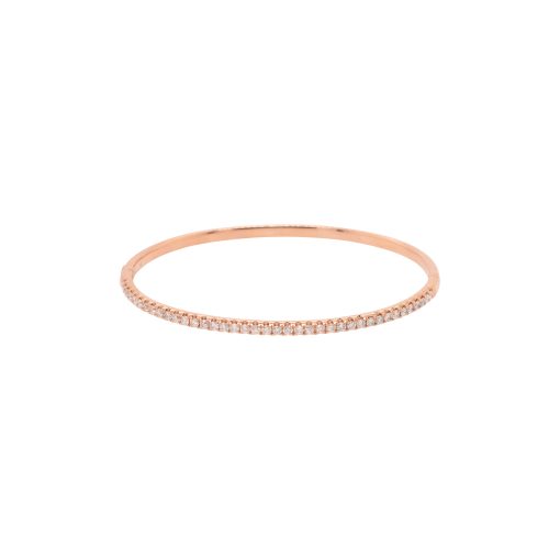 18k Rose Gold 1.00ctw Diamond Pave Thing Bangle Bracelet