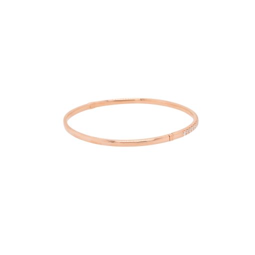 18k Rose Gold 1.00ctw Diamond Pave Thing Bangle Bracelet