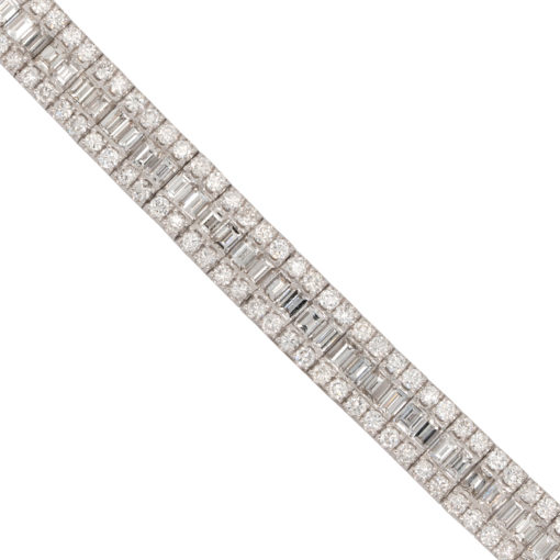 18k White Gold 8.11ctw Round & Baguette Diamond Pave Bracelet