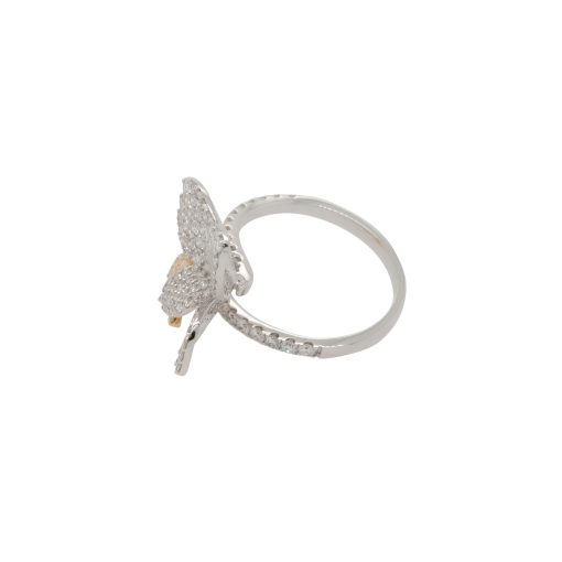 18k White & Yellow Gold 1.65ctw Diamond Pave Over Pass Flower Ring