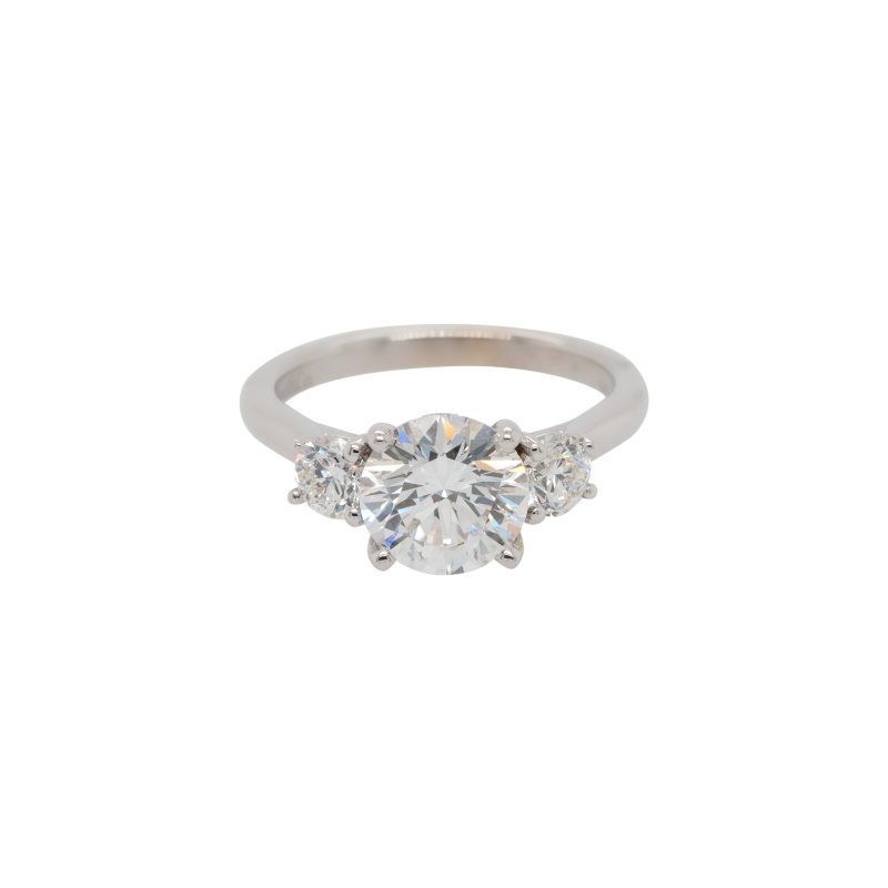 14k White Gold 2.63ctw Natural Round Brilliant GIA Engagement Ring
