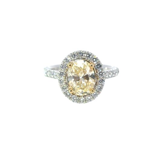 18k White Gold GIA Certified 2.09ct Oval Cut Diamond Halo Engagement Ring - Image 12