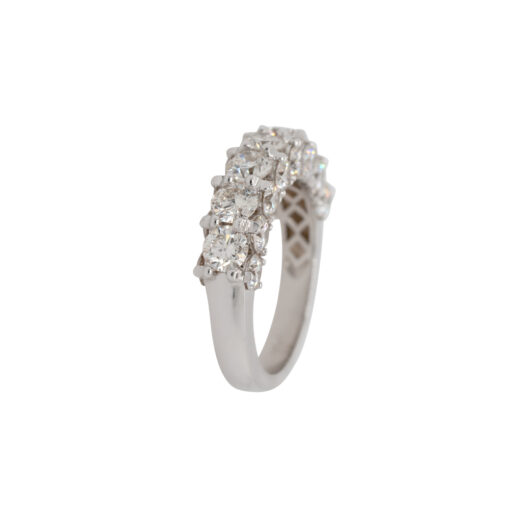18k White Gold 3.50ctw Natural Round Diamond Three Row Ring - Image 7