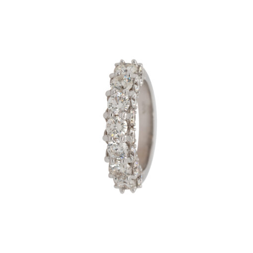 18k White Gold 3.50ctw Natural Round Diamond Three Row Ring - Image 11