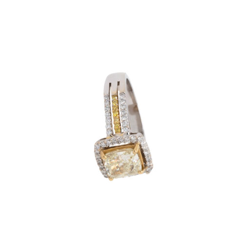 14k Two Tone 2.03ct Natural Cushion Cut Fancy Yellow Wide Ring - Image 10