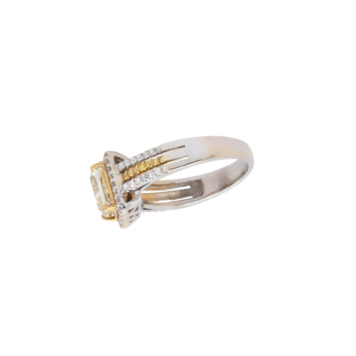 14k Two Tone 2.03ct Natural Cushion Cut Fancy Yellow Wide Ring - Image 14
