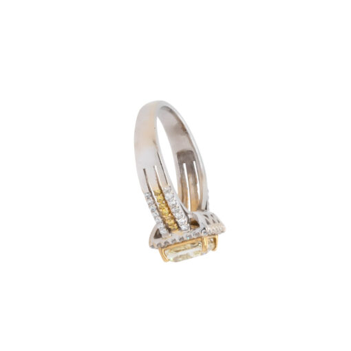 14k Two Tone 2.03ct Natural Cushion Cut Fancy Yellow Wide Ring - Image 13