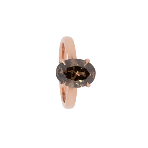 14k Rose Gold 3.30ct Natural Oval Cut Fancy Brown Diamond Solitaire Ring - Image 10