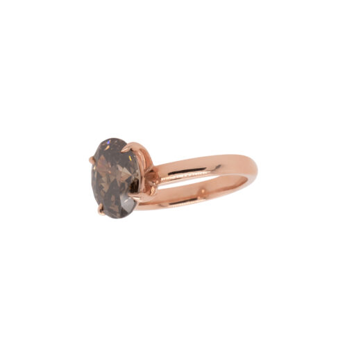 14k Rose Gold 3.30ct Natural Oval Cut Fancy Brown Diamond Solitaire Ring - Image 7