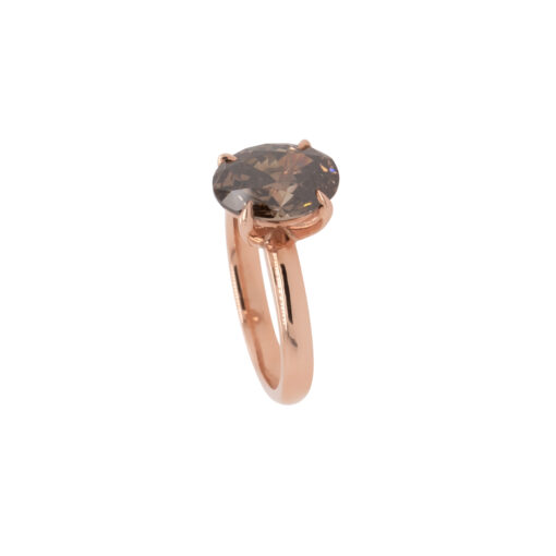 14k Rose Gold 3.30ct Natural Oval Cut Fancy Brown Diamond Solitaire Ring - Image 11