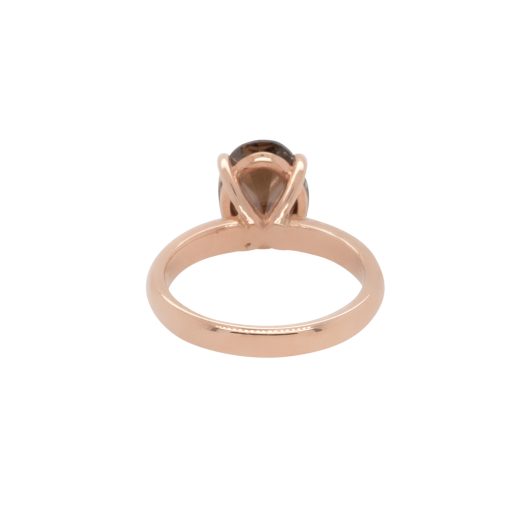 14k Rose Gold 3.30ct Natural Oval Cut Fancy Brown Diamond Solitaire Ring