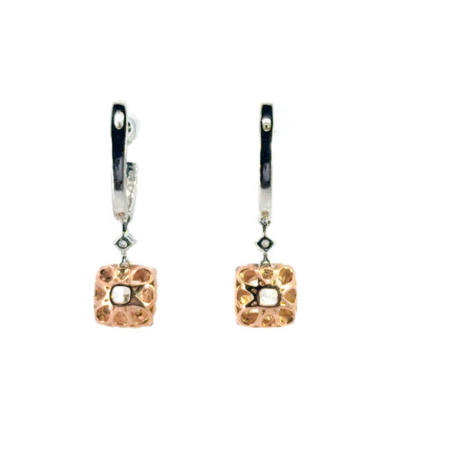 18k White and Rose Gold 3.31ctw GIA Certified Cushion Cut Diamond Dangle Earrings - Image 6