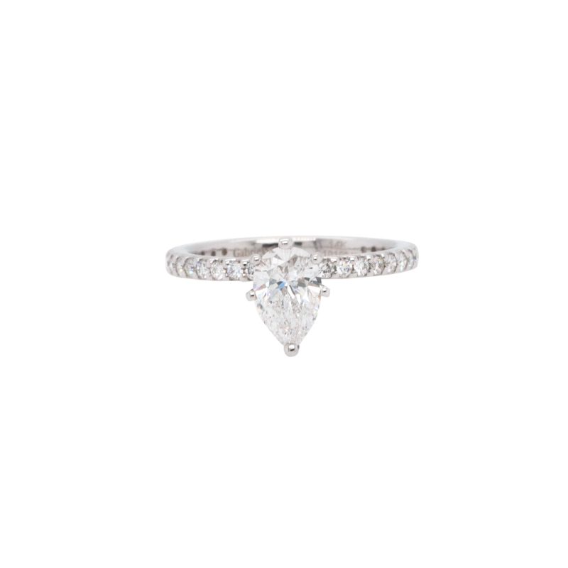 14k White Gold 1.04ct GIA Certified Pear Shape Diamond Engagement Ring