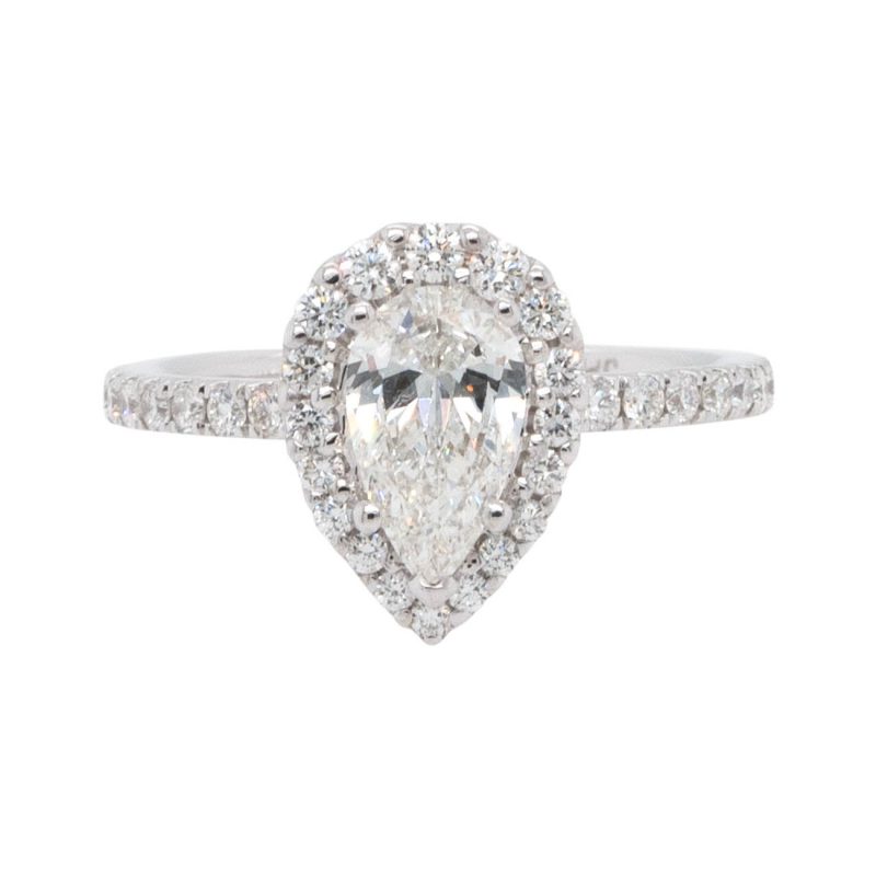 18k White Gold GIA Certified 0.90ct Pear Shape Diamond Engagement Ring