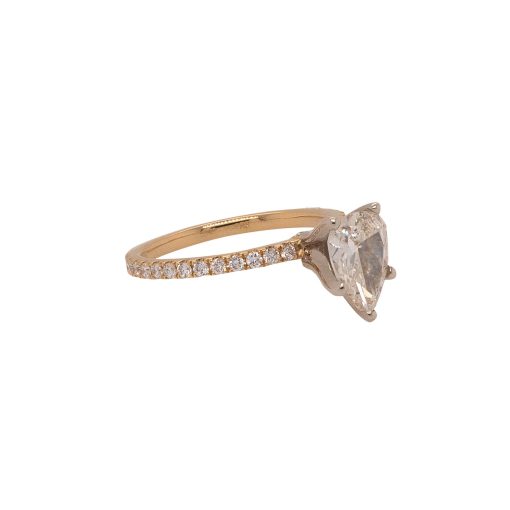 18k Yellow Gold 1.39ct Natural Pear Shape Diamond Engagement Ring  